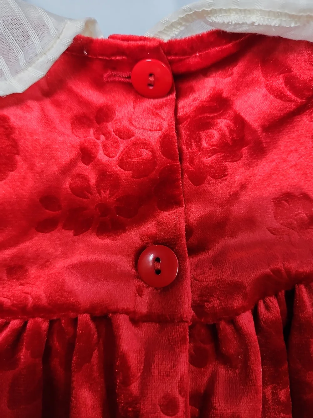 The My Very Own Collection Red Velvet Dress Lace Collar VTG Holiday Christmas